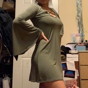 Green batwing dress